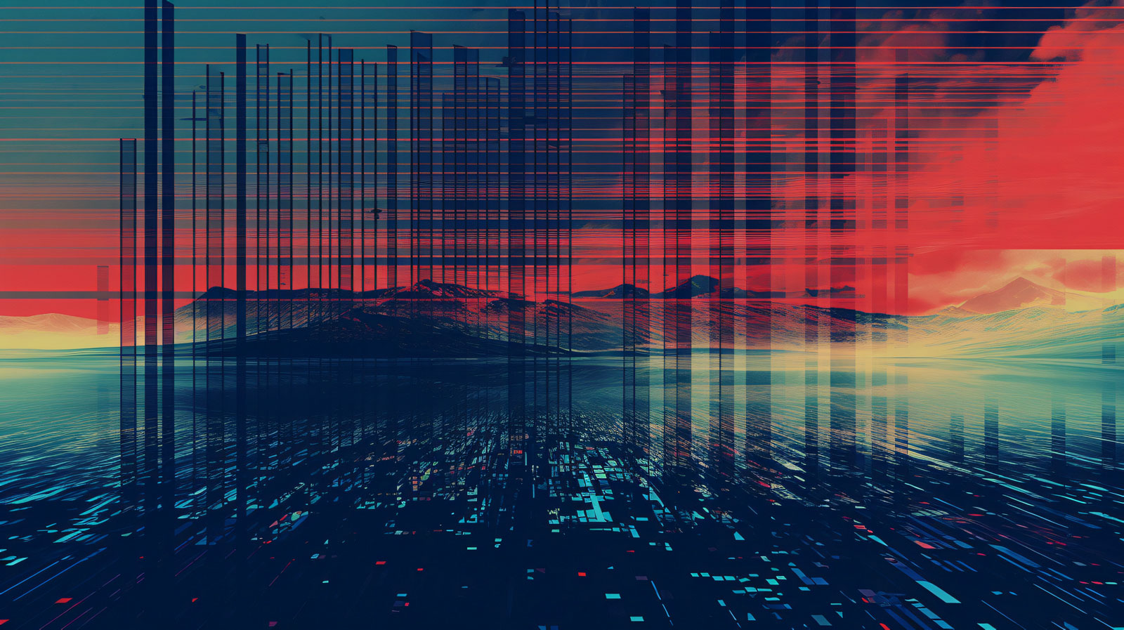 Texture glitch di schermo per l'articolo sui deepfake e pericoli aziendali nell'era dell'Intelligenza Artificiale