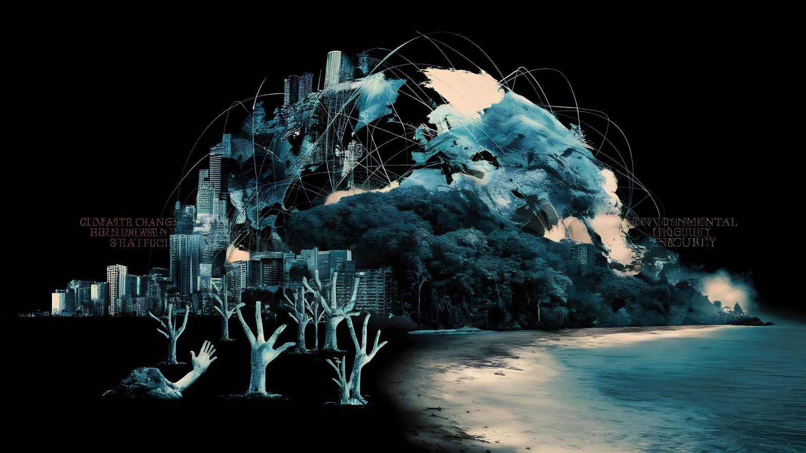 Illustrazione futuristica su globalizzazione e AI per l'articolo sui contenuti europei e intelligenza artificiale